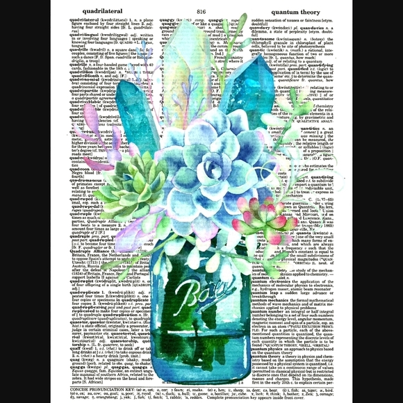 Blue Succulents and Crystals Dictionary Art Print - Picture 4 of 4